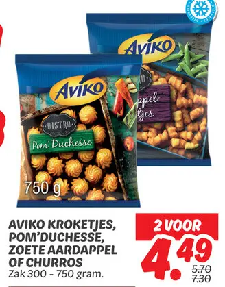 Aanbieding: Kroketjes, pom'duchesse, zoete aardappel of churros
