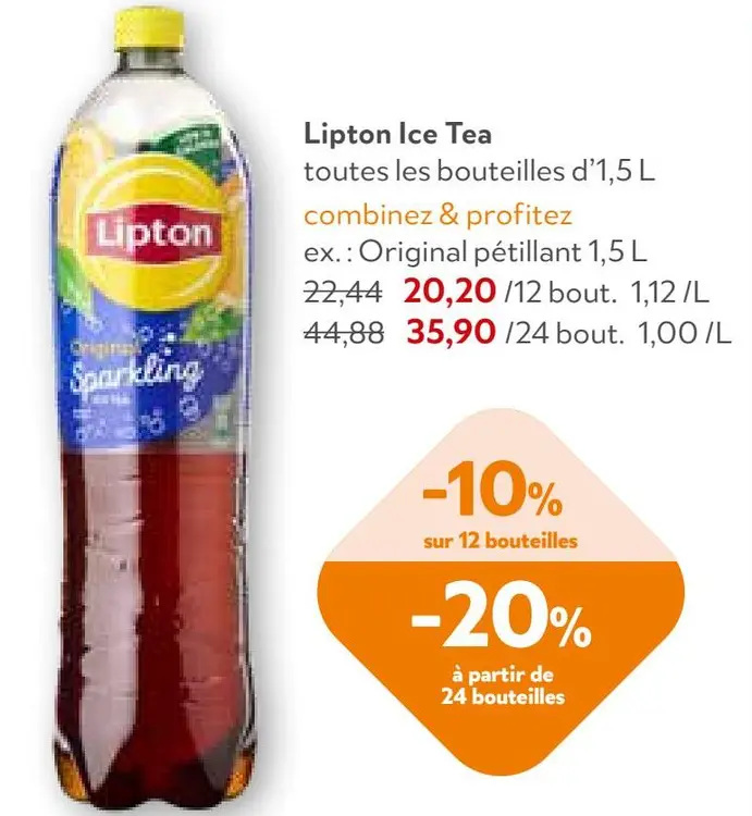 Offre: Lipton Ice Tea Original pétillant