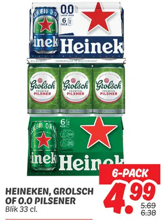 Aanbieding: Heineken, Grolsch of o.o pilsner