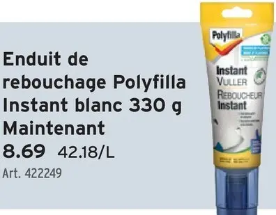 Offre: Enduit de rebouchage Instant blanc