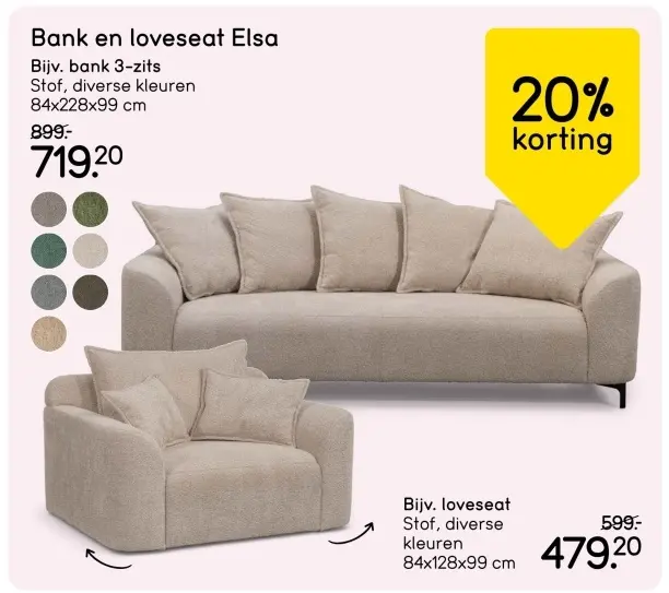 Aanbieding: Bank en loveseat Elsa