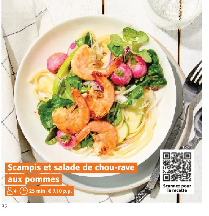 Offre: Scampis et salade de chou-rave aux pommes