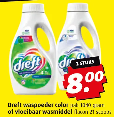 Aanbieding: Dreft waspoeder color of vloeibaar wasmiddel
