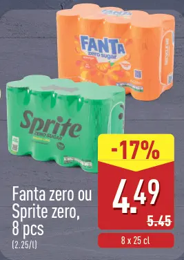Offre: Fanta zero ou Sprite zero