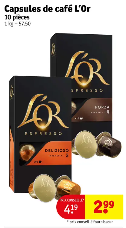 Offre: Capsules de café L'Or