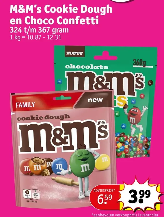 Promotie: M&M's Cookie Dough en Choco Confetti