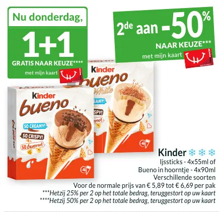 Promotie: Kinder Ijssticks of Bueno in hoorntje