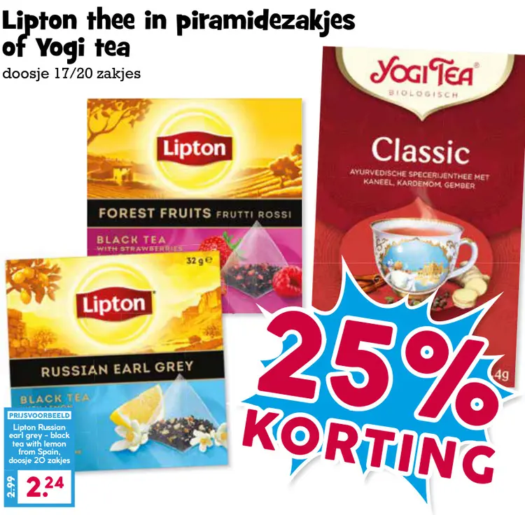 Aanbieding: Thee in piramidezakjes of Yogi tea