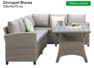 Aanbieding: Loungeset dining Blanes - metaal/wicker - 218x170 cm