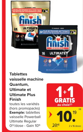 Offre: Tablettes vaisselle machine Quantum, Ultimate et Ultimate Plus