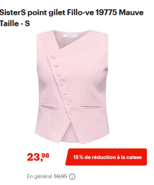 Offre: Sisters point gilet mauve