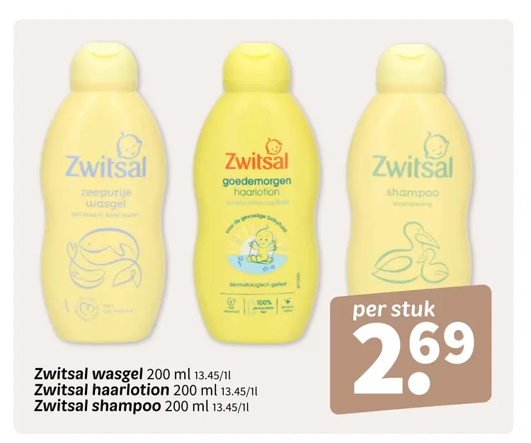 Aanbieding: Zwitsal wasgel, haarlotion, shampoo