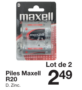 Offre: Piles Maxell R20