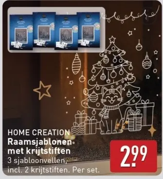 Aanbieding: Raamsjablonen met krijtstiften