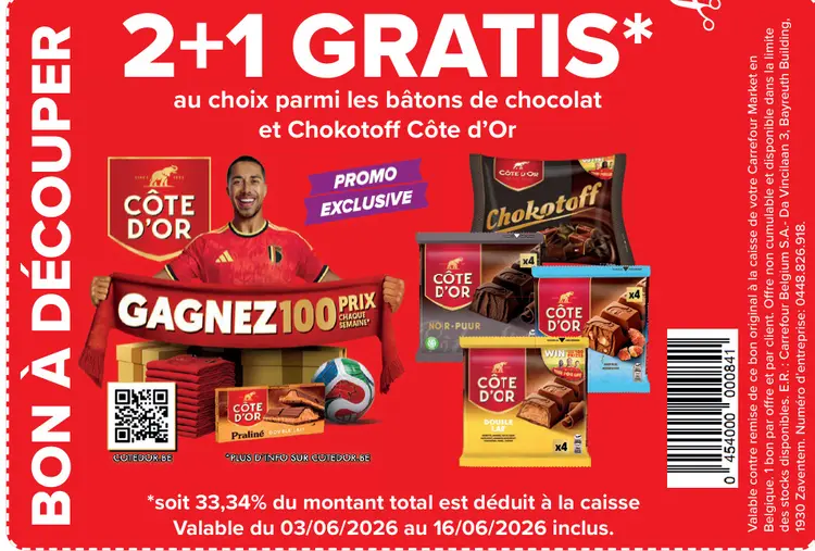 Offre: Bâtons de chocolat et Chokotoff