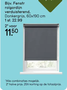 Aanbieding: Fenstr rolgordijn verduisterend donkergrijs - 60x190 cm