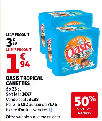 Promotie: Oasis tropical canettes