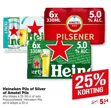 Aanbieding: Heineken Pils of Silver of Amstel Pils