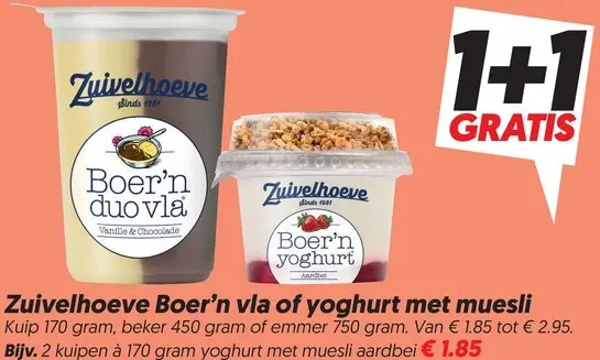 Aanbieding: Boer'n vla of yoghurt met muesli