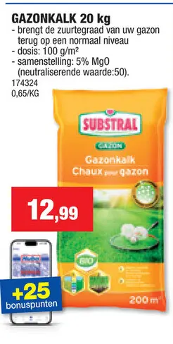 Promotie: Substral gazonkalk 20kg 200m²