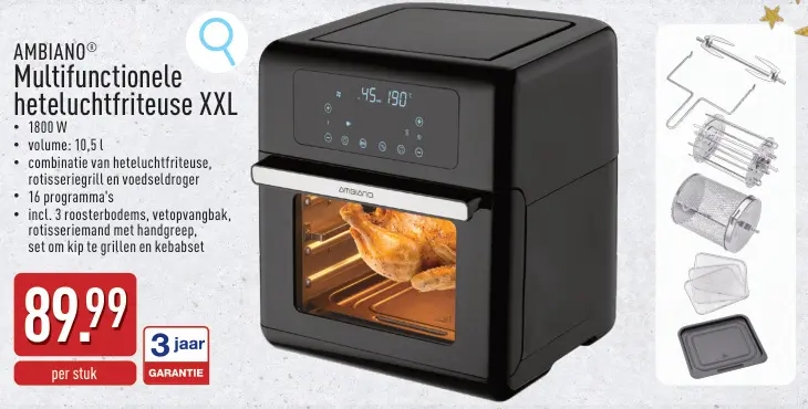 Promotie: Multifunctionele heteluchtfriteuse XXL