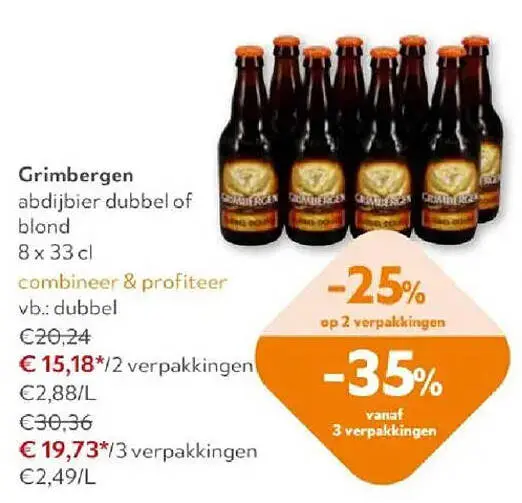 Promotie: Grimbergen abdijbier dubbel of blond