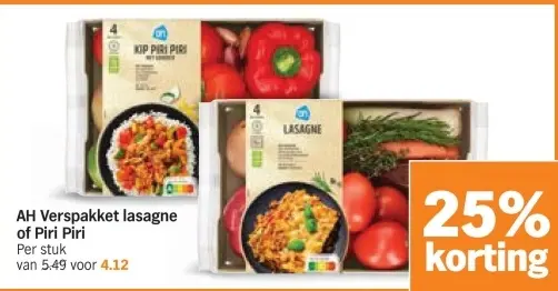 Aanbieding: Verspakket lasagne of Piri Piri