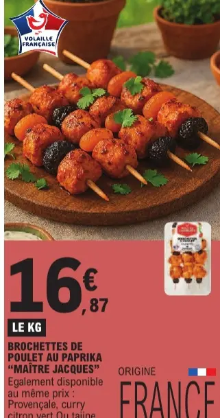 Offre: Brochettes de poulet au paprika
