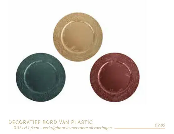 Promotie: Decoratief bord van plastic
