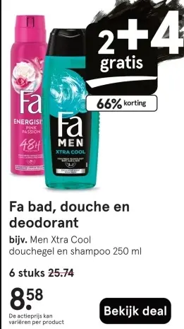 Aanbieding: Fa bad, douche en deodorant