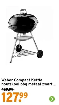Aanbieding: Weber Compact Kettle houtskool bbq metaal zwa