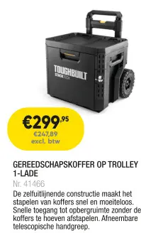 Promotie: Gereedschapskoffer op trolley 1-lade