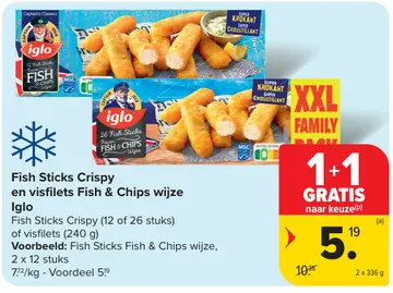 Aanbieding: Fish Sticks Crispy en visfilets Fish & Chips 