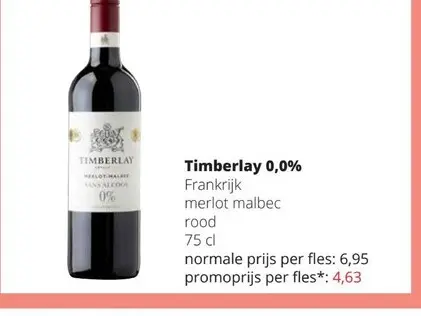 Promotie: Timberlay 0,0% Merlot Malbec Rood