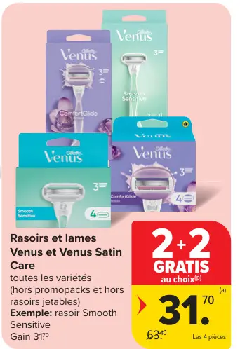 Offre: Rasoirs et lames Venus et Venus Satin Care