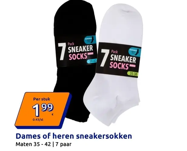 Aanbieding: Dames of heren sneakersokken