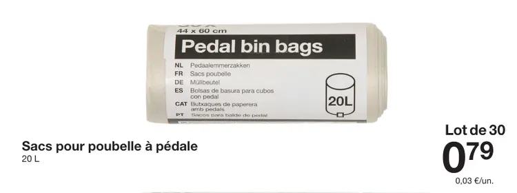 Offre: Sacs pour poubelle à pédale