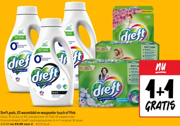 Aanbieding: Dreft pods, 0% wasmiddel en waspoeder touch of Pink