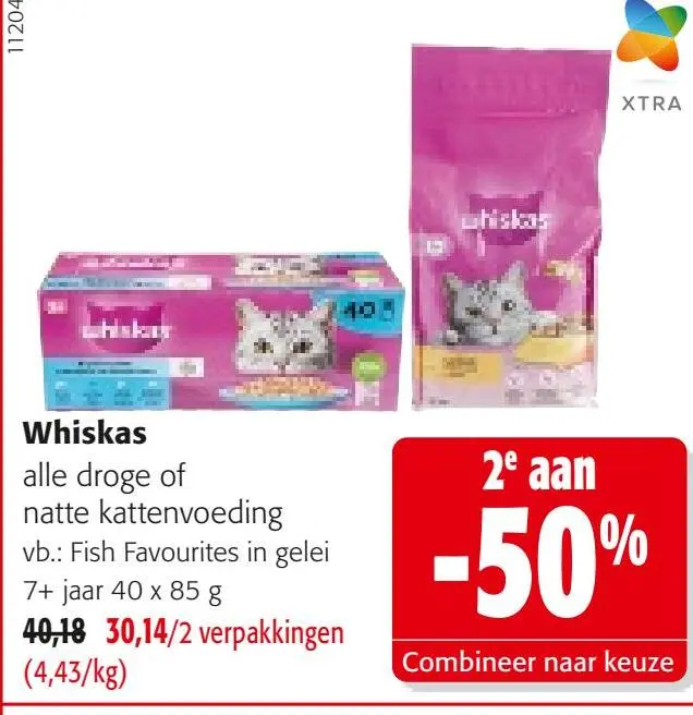 Promotie: Whiskas alle droge of natte kattenvoeding