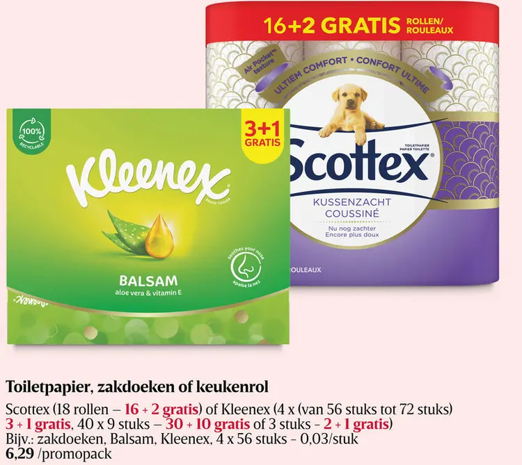 Promotie: Toiletpapier, zakdoeken of keukenrol