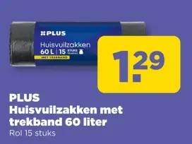 Huisvuilzakken met trekband 60 liter