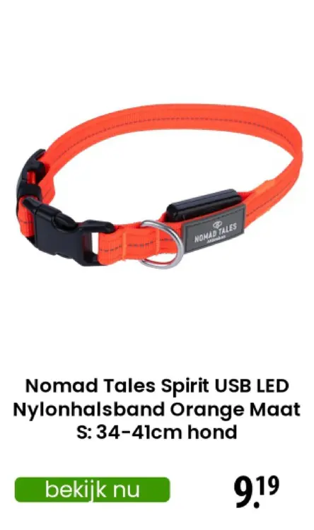 Aanbieding: Spirit USB LED Nylonhalsband Orange Maat S: 3
