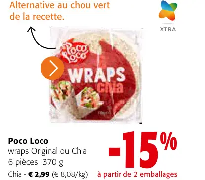 Offre: wraps Original ou Chia