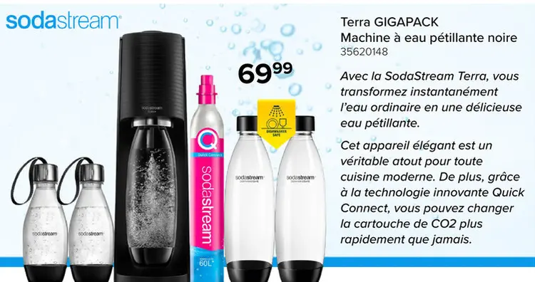 Offre: Terra GIGAPACK Machine à eau pétillante noire