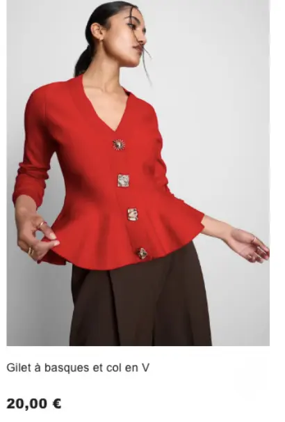 Offre: Gilet à basques et col en V