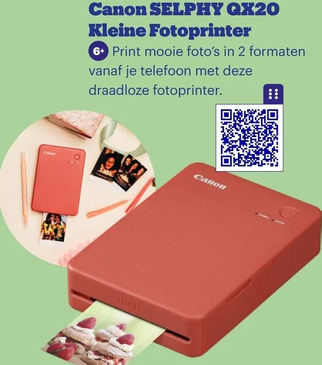 Promotie: SELPHY QX20 Kleine Fotoprinter