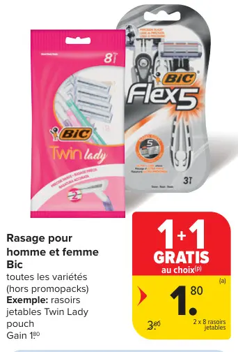 Offre: Rasage pour homme et femme Bic