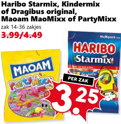 Aanbieding: Starmix, Kindermix of Dragibus original, Maoam MaoMixx of PartyMixx