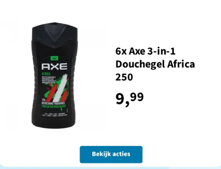 Aanbieding: Axe 3-in-1 Douchegel Africa