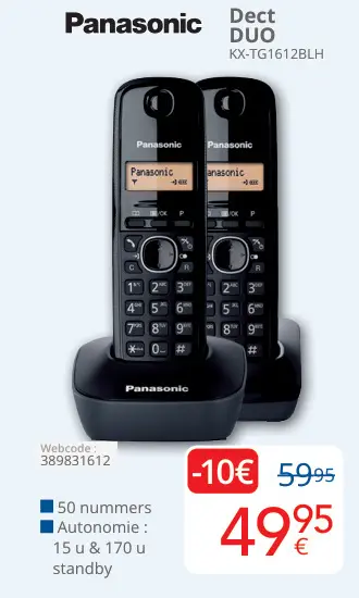 Aanbieding: Dect DUO KX-TG1612BLH
